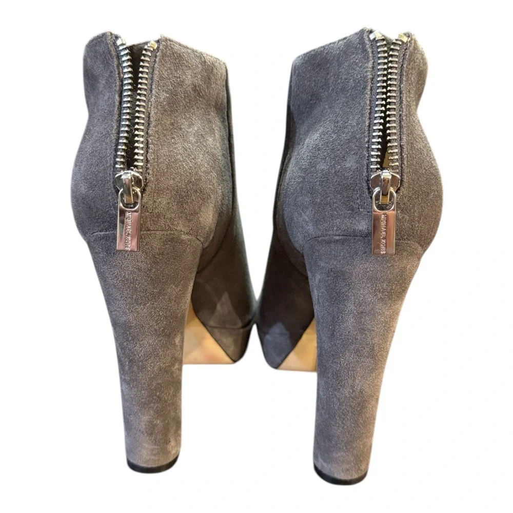 Michael Kors Gray Suede Platform Heeled Booties Women’s Size 10 M